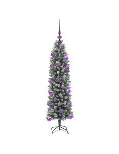 Albero di Natale Artificiale Sottile Verde e bianco 120 cm