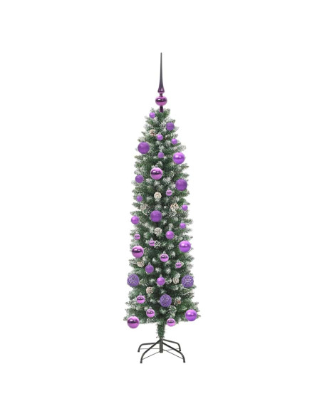Albero di Natale Artificiale Sottile Verde e bianco 120 cm