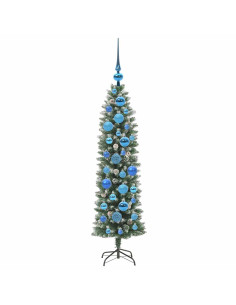 Albero di Natale Artificiale Sottile Verde e bianco 120 cm