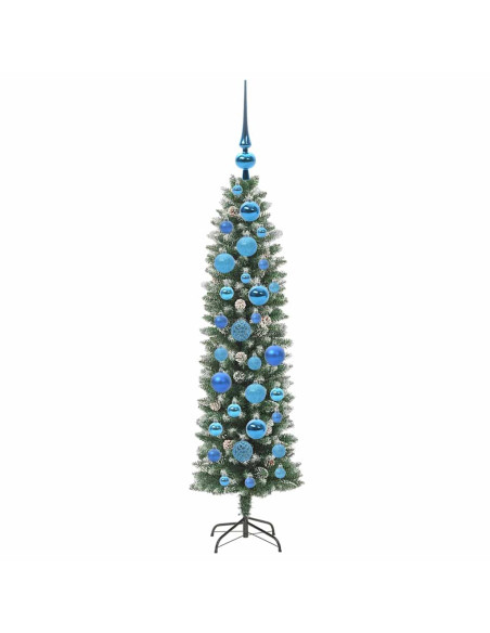 Albero di Natale Artificiale Sottile Verde e bianco 120 cm