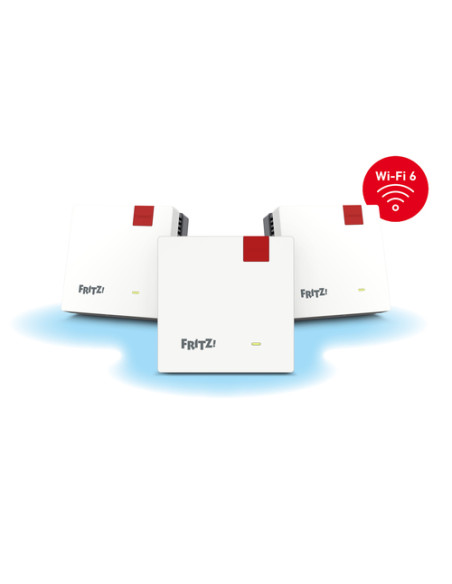 Mesh Set FRITZMESH SET 1600 3-PACK EDITION INTERNATIONAL Dual-band (2.4 GHz/5 GHz) Wi-Fi 6 (802.11ax) Rosso, Bianco Interno