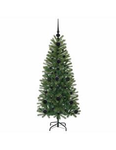 Albero di Natale artificiale con 150 LED Verde 120 cm PE e PVC