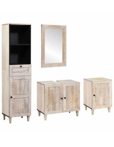 Set di mobili per il bagno 4 pcs Bianco 38 x 33 x 160 cm