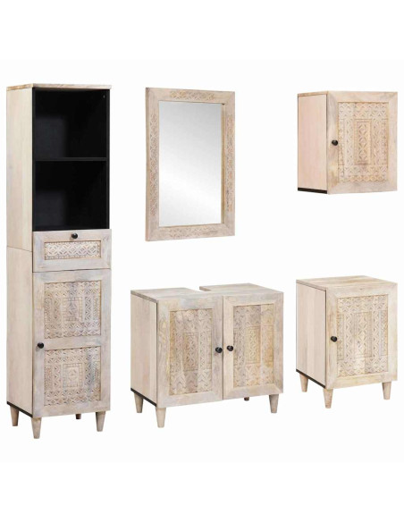 Set di mobili per il bagno 5 pcs Bianco 38 x 33 x 160 cm