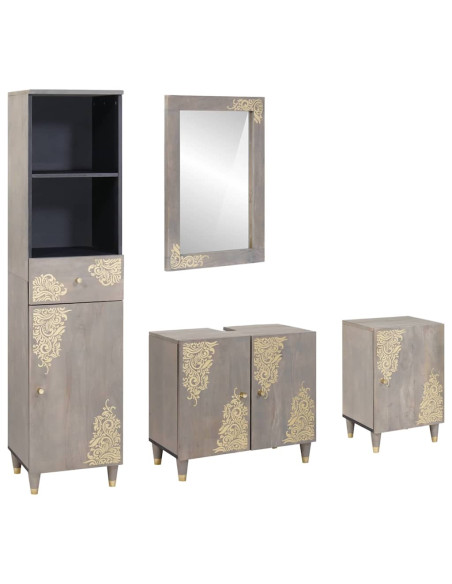 Set di mobili per il bagno 4 pcs Grigio 62 x 33 x 58 cm