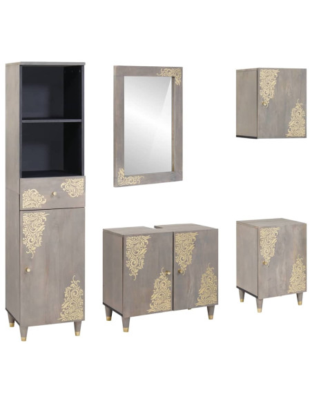 Set di mobili per il bagno 5 pcs Grigio 62 x 33 x 58 cm