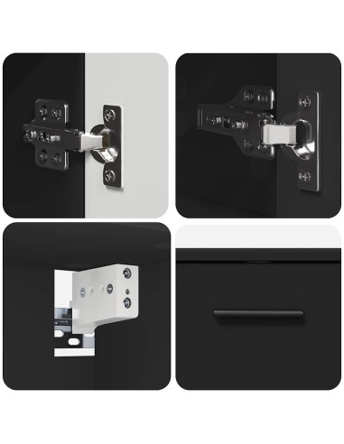 Set di mobili per il bagno 2 pcs Nero 76.5 x 35 x 64 cm