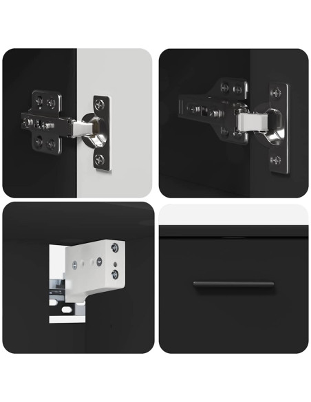 Set di mobili per il bagno 2 pcs Nero 76.5 x 35 x 64 cm