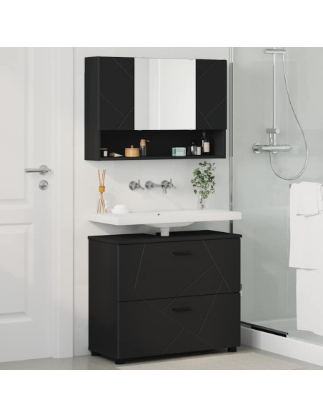 Set di mobili per il bagno con cassetto con porta 2 pcs Nero