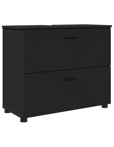 Set di mobili per il bagno 2 pcs Nero 76.5 x 35 x 64 cm