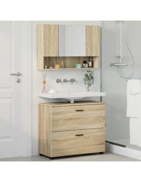 Set di mobili per il bagno con cassetto 2 pcs rovere sonoma