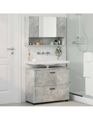 Set di mobili per il bagno con cassetto 2 pcs Grigio cemento