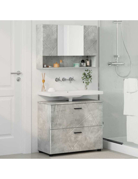Set di mobili per il bagno con cassetto 2 pcs Grigio cemento