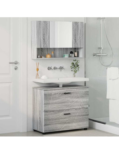 Set di mobili per il bagno con cassetto 2 pcs Grigio sonoma