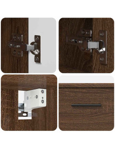 Set di mobili per il bagno con cassetto 2 pcs Rovere marrone 2