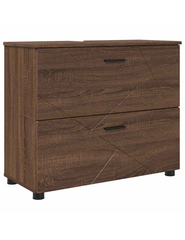 Set di mobili per il bagno con cassetto 2 pcs Rovere marrone