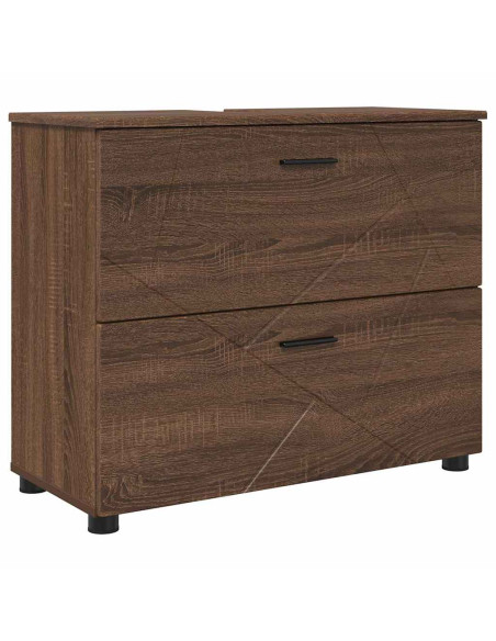 Set di mobili per il bagno con cassetto 2 pcs Rovere marrone
