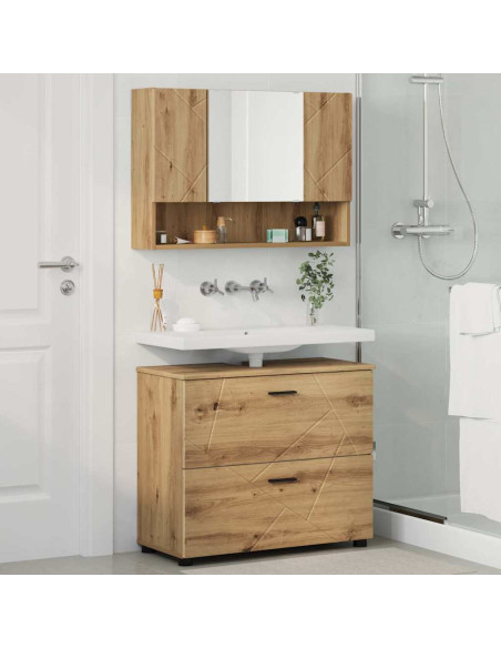 Set di mobili per il bagno 2 pz Rovere artigianale