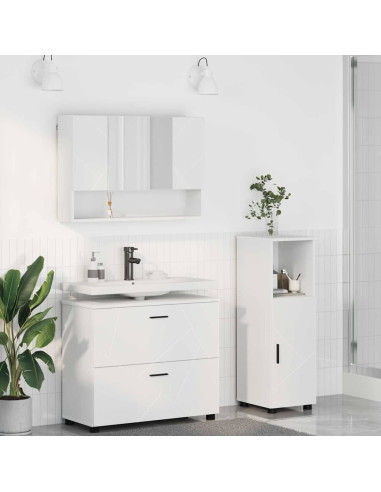 Set di mobili per il bagno con cassetto con porta 3 pcs Bianco