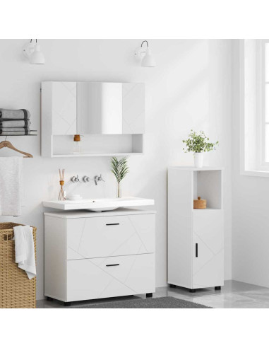 Set di mobili per il bagno con cassetto con porta 3 pcs Bianco