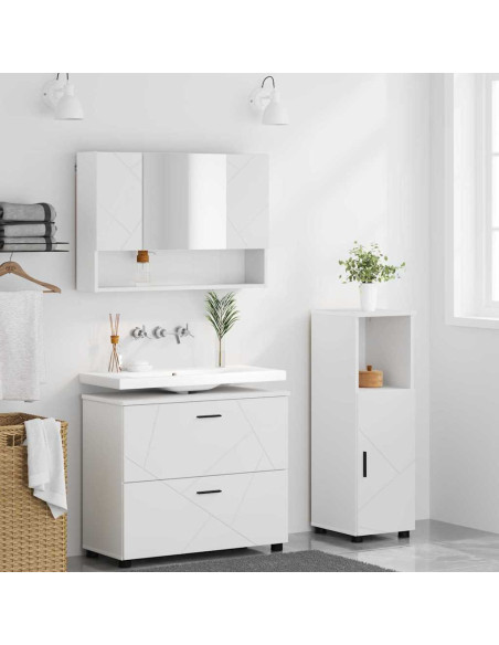 Set di mobili per il bagno con cassetto con porta 3 pcs Bianco