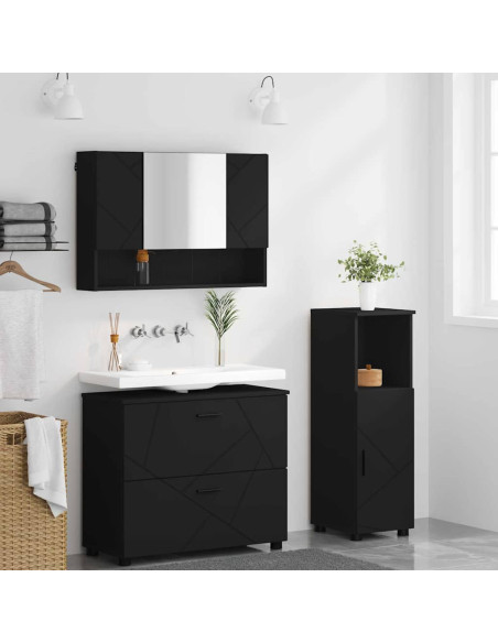 Set di mobili per il bagno con cassetto con porta 3 pcs Nero