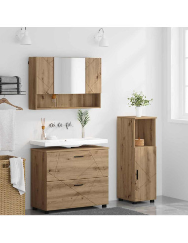Set di mobili per il bagno 3 pz Rovere artigianale