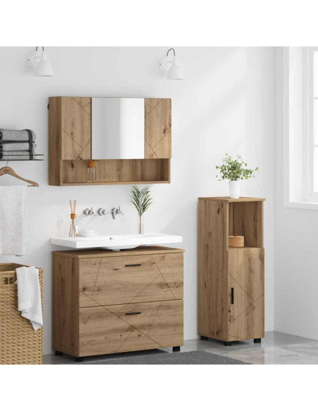 Set di mobili per il bagno con porta 3 pcs rovere artigianale