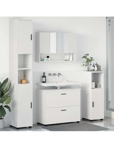 Set di mobili per il bagno con cassetto con porta 4 pcs Bianco