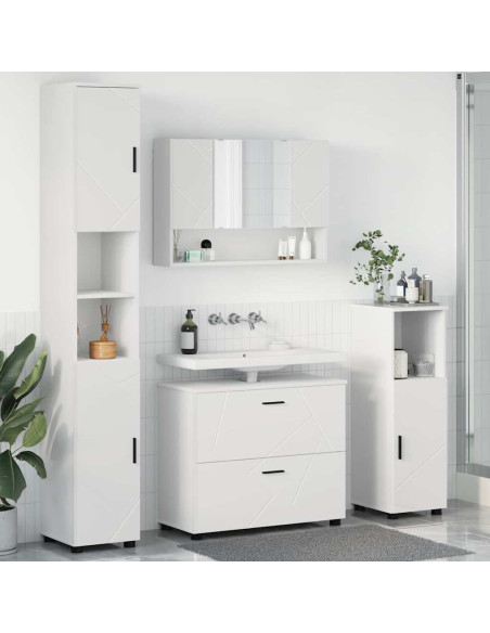 Set di mobili per il bagno con cassetto con porta 4 pcs Bianco