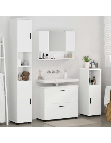 Set di mobili per il bagno con cassetto con porta 4 pcs Bianco