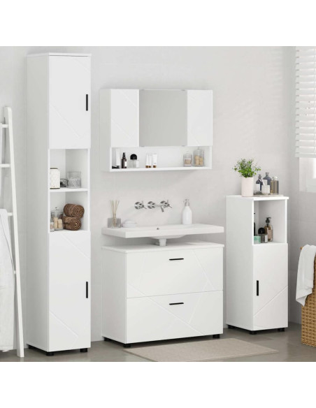 Set di mobili per il bagno con cassetto con porta 4 pcs Bianco