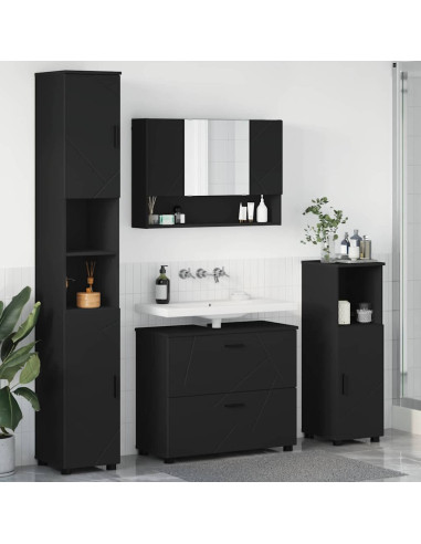 Set di mobili per il bagno 4 pcs Nero 30 x 35 x 192 cm