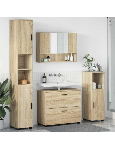 Set di mobili per il bagno 4 pcs rovere sonoma 30 x 35 x 192 cm