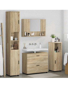 Set di mobili per il bagno con cassetto 4 pcs Rovere Sonoma 2