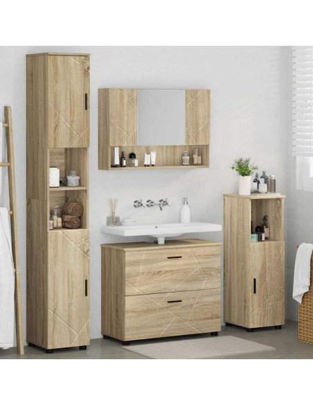 Set di mobili per il bagno con cassetto 4 pcs Rovere Sonoma