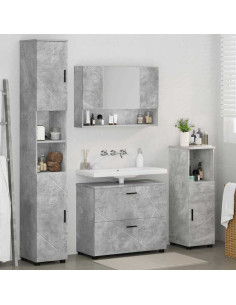 Set di mobili per il bagno con cassetto 4 pcs Grigio cemento 2