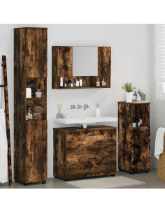Set di mobili per il bagno 4 pz Rovere fumé 35 x 30 x 192 cm 2