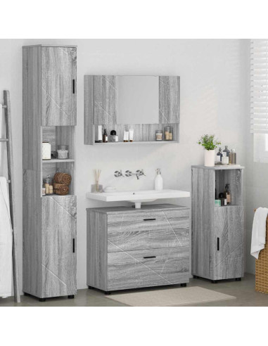 Set di mobili per il bagno con cassetto 4 pcs Grigio Sonoma