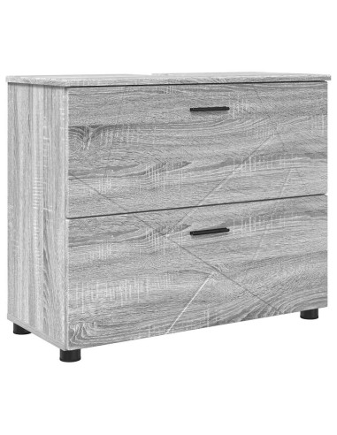 Set di mobili per il bagno con cassetto 4 pcs Grigio Sonoma