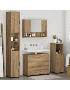 Set di mobili per il bagno 4 pz Rovere artigianale 2