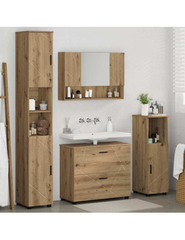 Set di mobili per il bagno con porta 4 pcs rovere artigianale