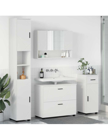 Set di mobili per il bagno con cassetto con porta 4 pcs Bianco