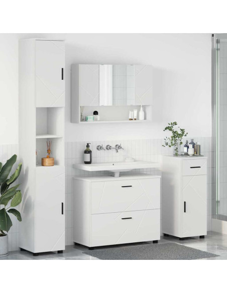 Set di mobili per il bagno con cassetto con porta 4 pcs Bianco