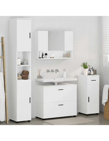 Set di mobili per il bagno con cassetto con porta 4 pcs Bianco
