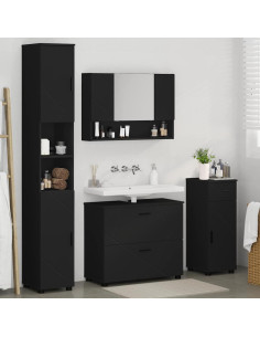 Set di mobili per il bagno con cassetto con porta 4 pcs Nero 2
