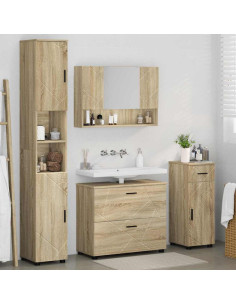 Set di mobili per il bagno con cassetto 4 pcs Rovere Sonoma 2