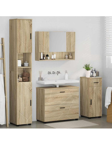 Set di mobili per il bagno con cassetto 4 pcs Rovere Sonoma