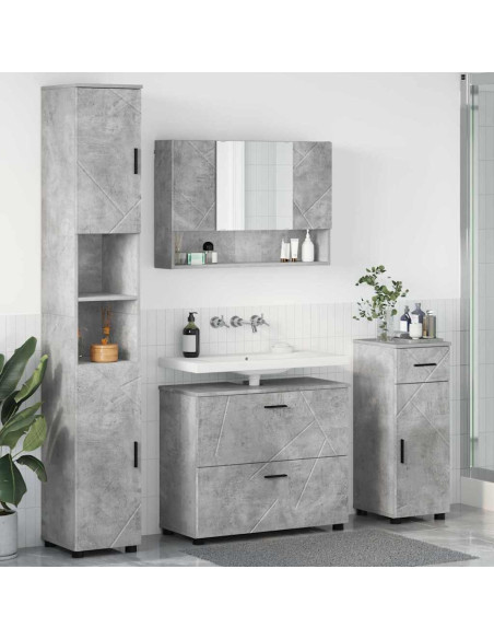 Set di mobili per il bagno con cassetto 4 pcs Grigio cemento