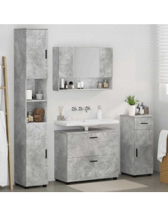 Set di mobili per il bagno con cassetto 4 pcs Grigio cemento 2